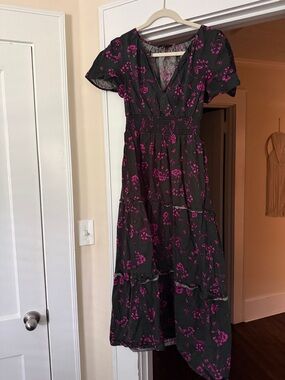 Sugarlips Black Maxi Dress with Pink Floral Print